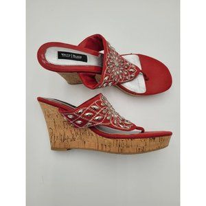 WHBM Red Wedge Sandals Size 9‎